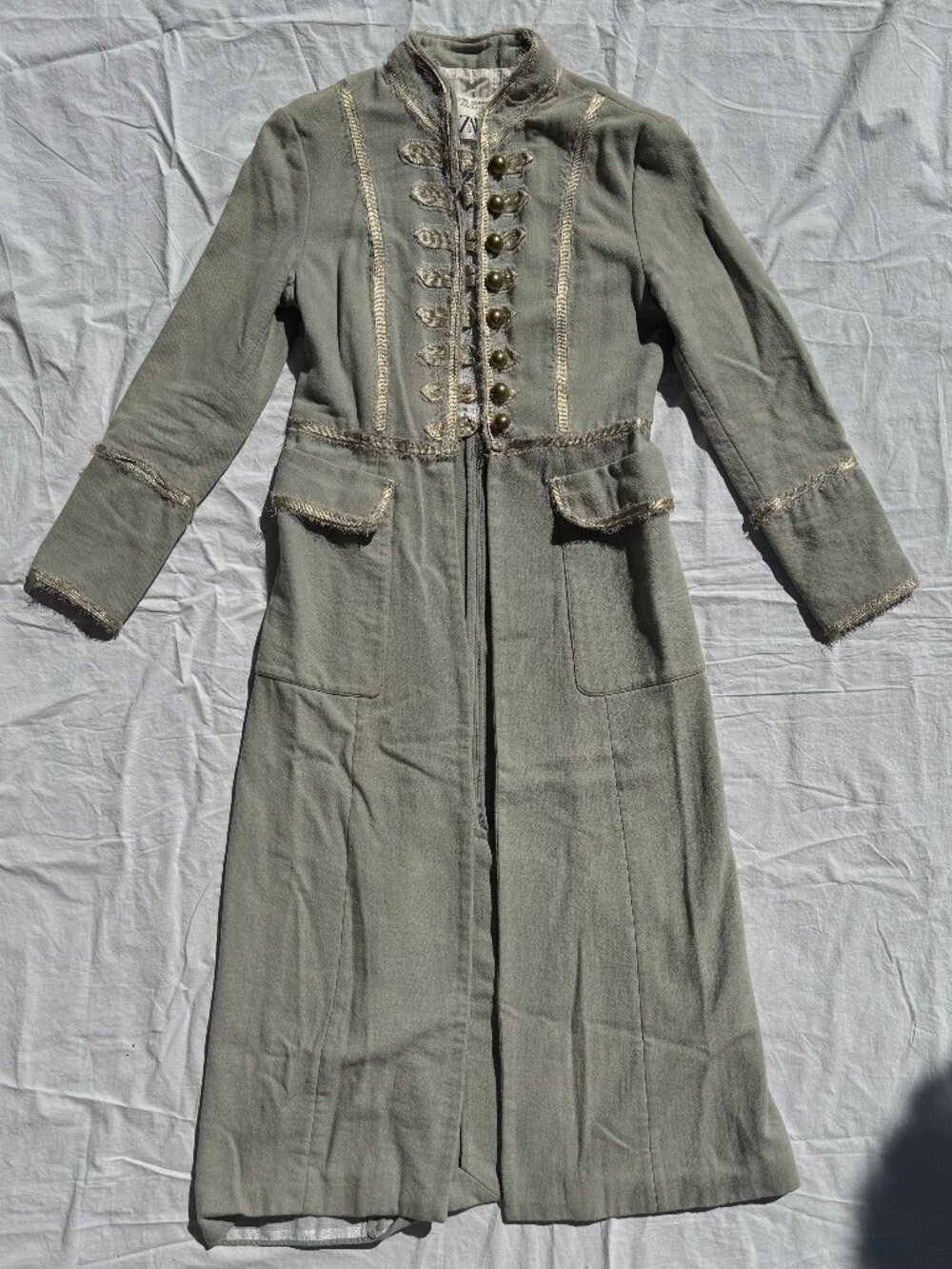 Zara Limited Edition SS20 Long Officer Military Coat Sage Sea Green Size XS